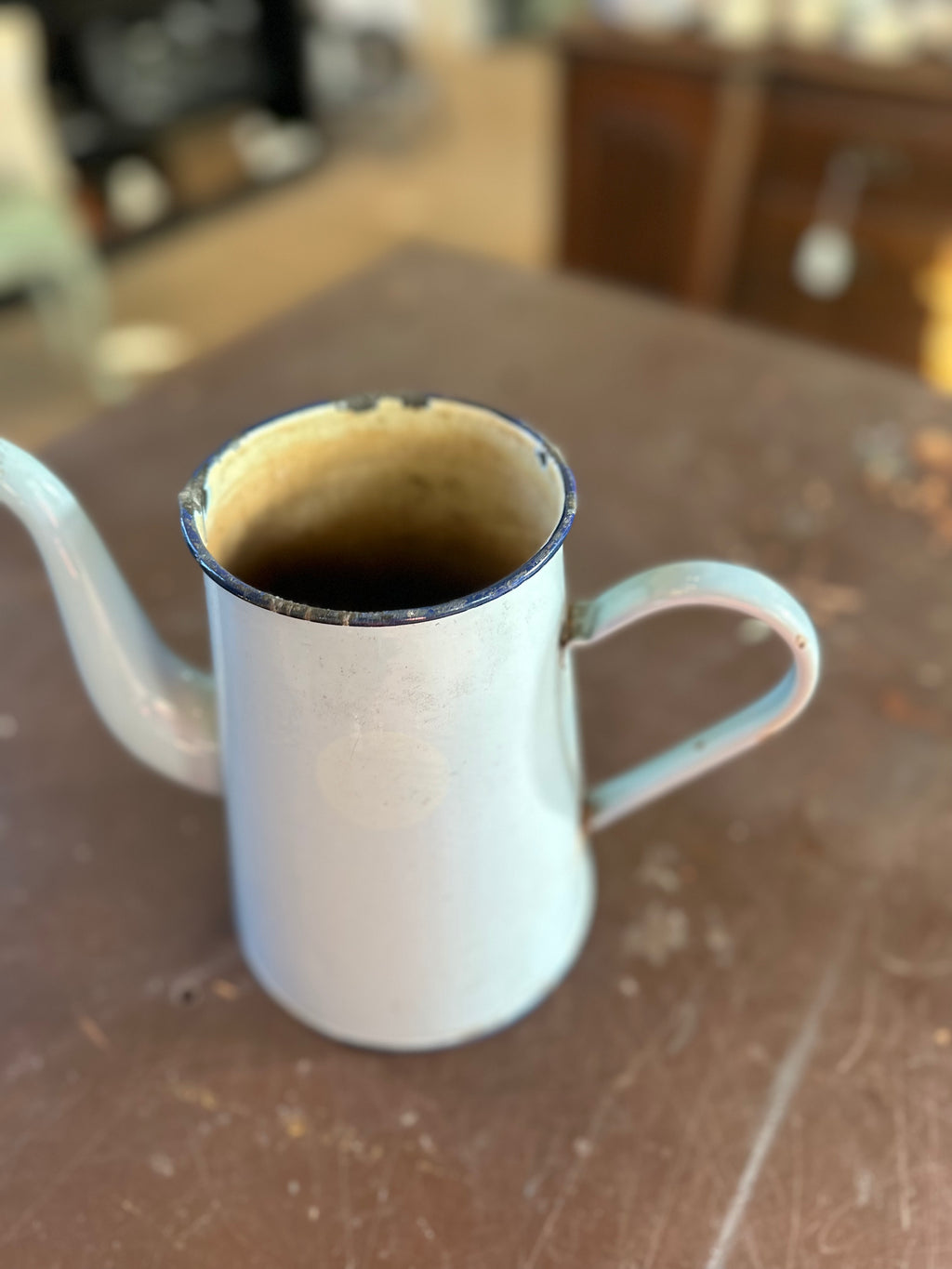 Antique French light Blue and dark blue rim Coffee Pot no lid