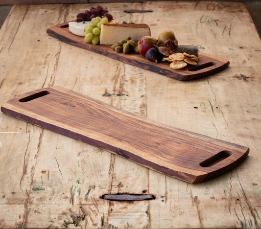 Wooden Live Edge Serving Board With Handles