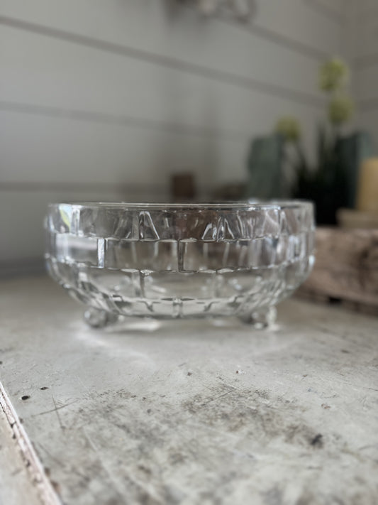 Vintage Crystal Serving Bowl with feet