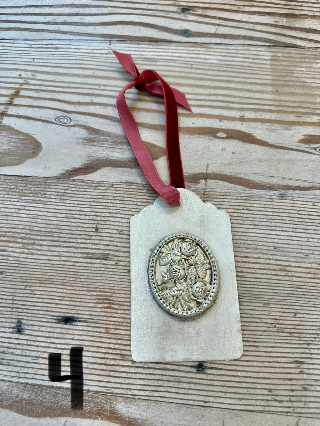 Handpainted Brass Appliqué Christmas Tag Ornaments