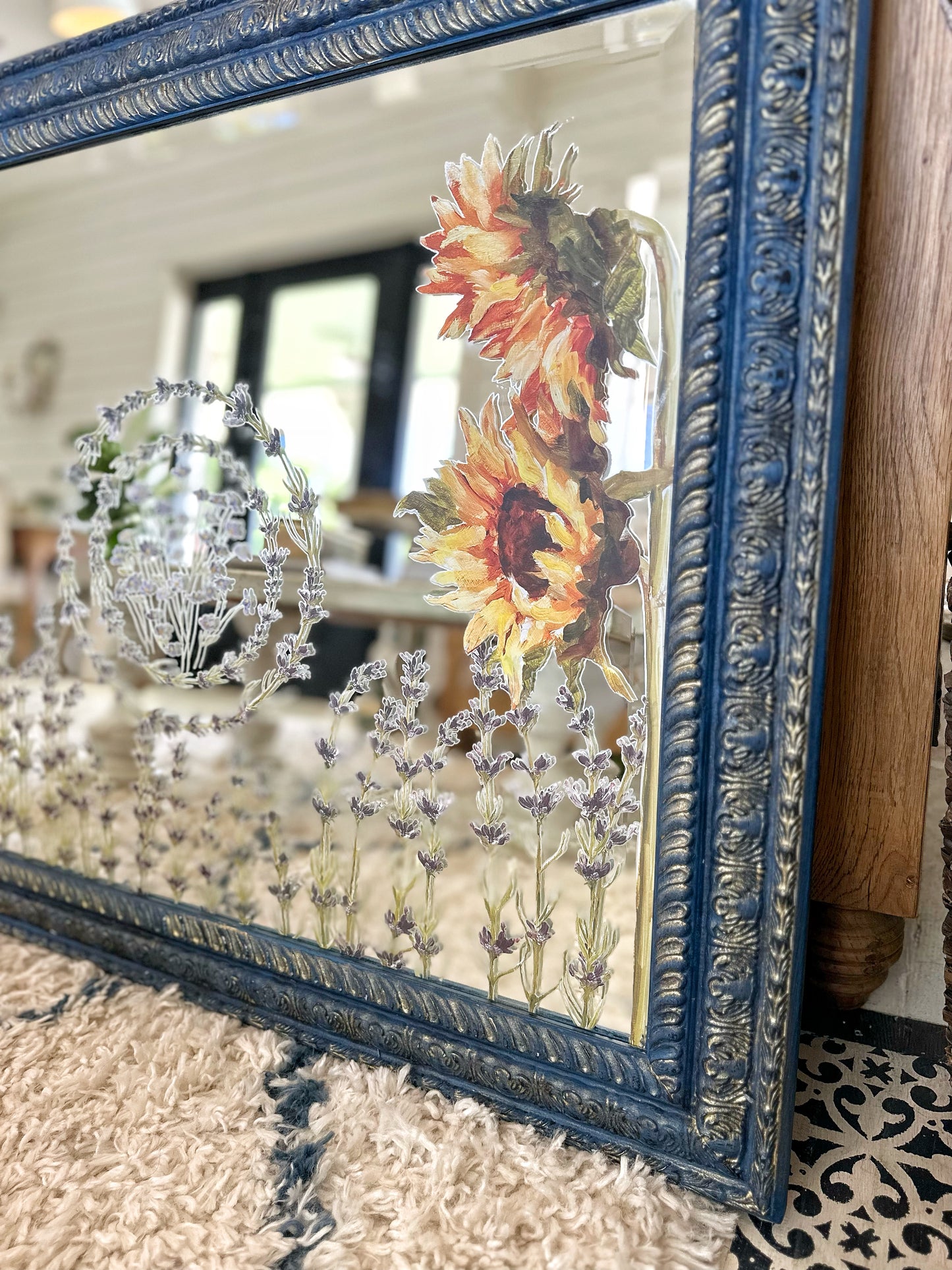 Painterly Floral Vintage Mirror
