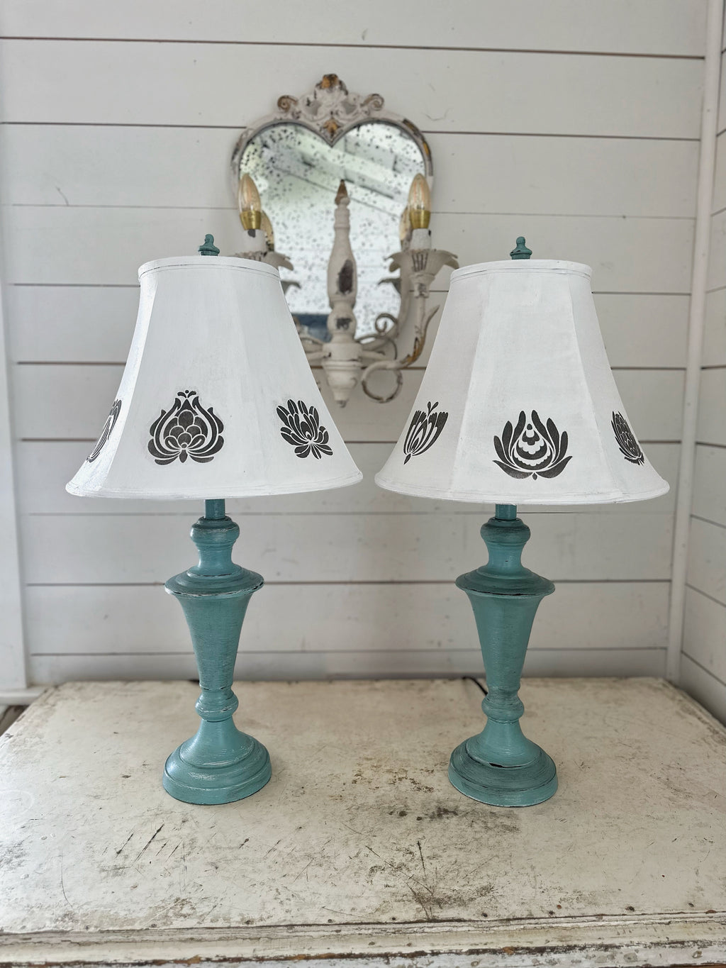 Swedish Folk Hand Painted Set of lamps