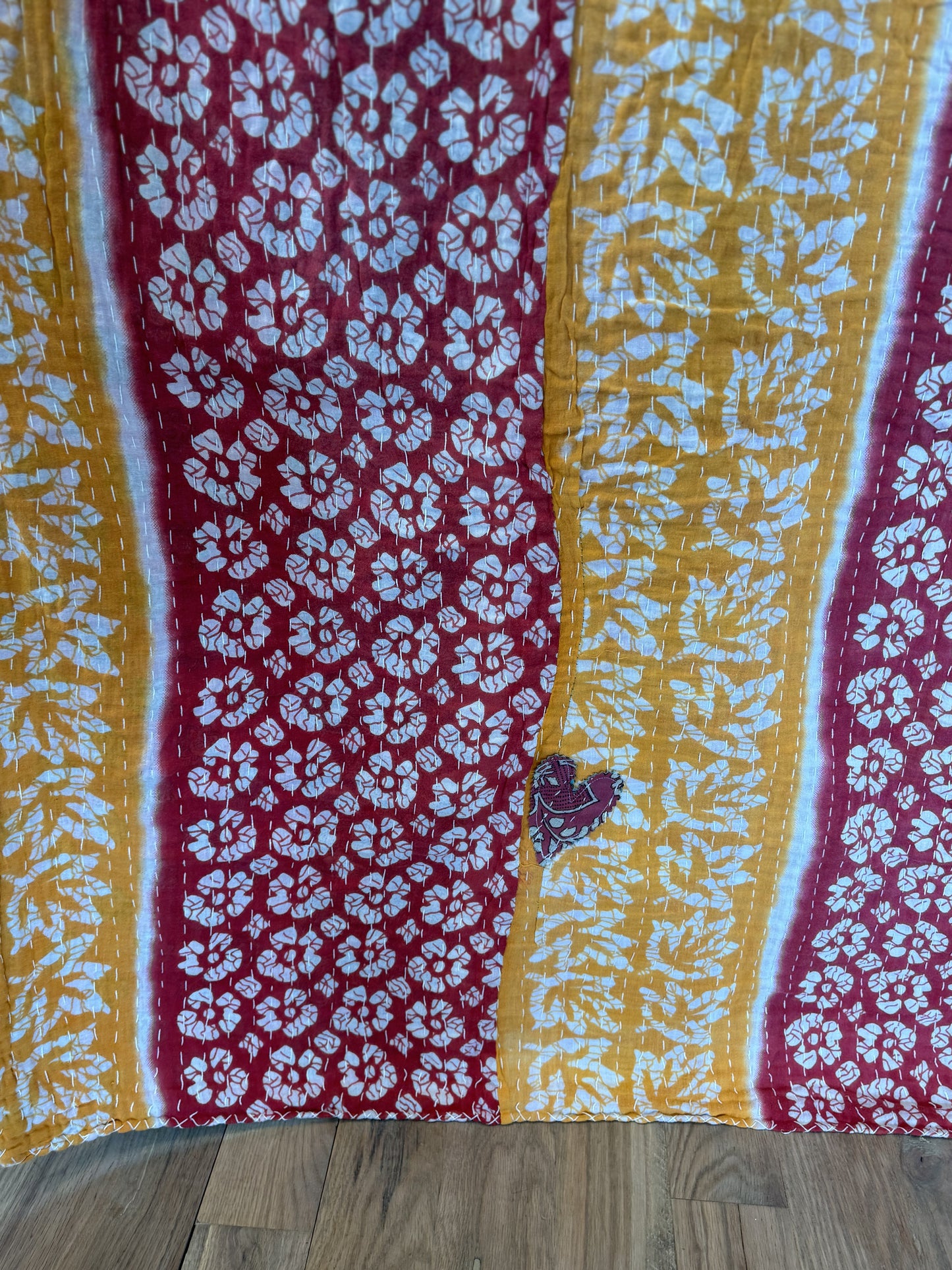 Vintage Kantha Fabric Quilt - Handstitched - Quilt E 80x52” est