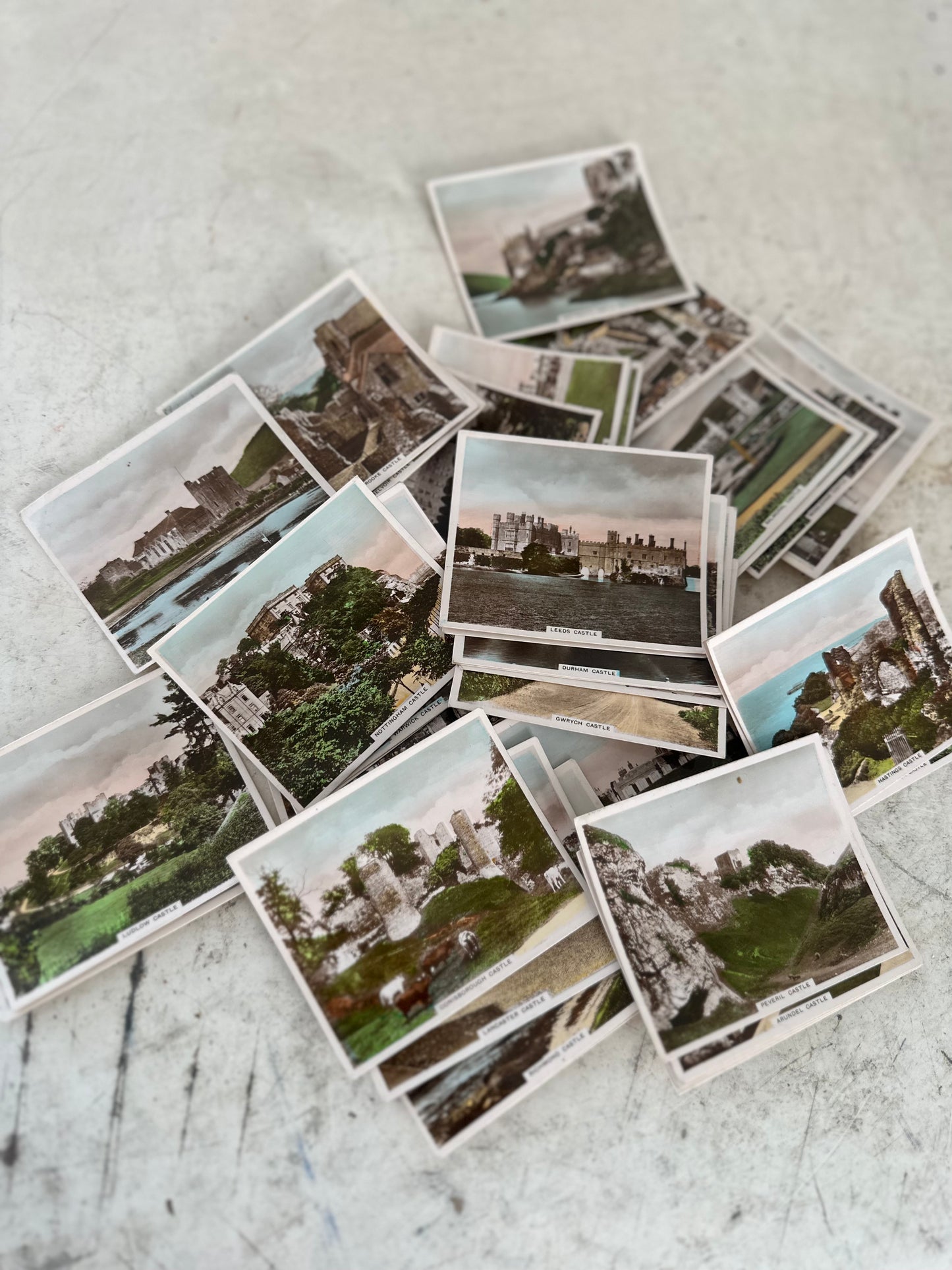 Vintage Photographs hand painted - Cigarette Cards - English Castles - sold individually