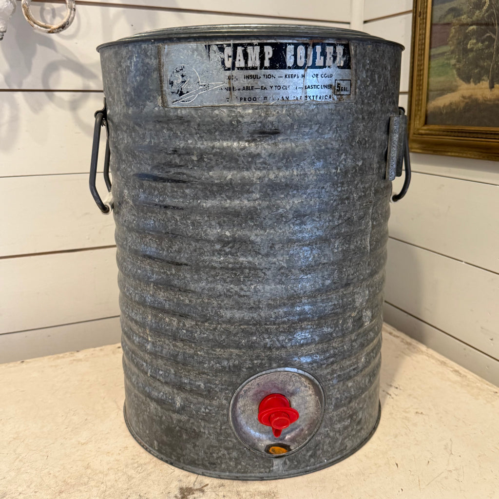 Vintage Poloron Camper's Cooler 5 Gallon Galvanized Metal Cooler Water Jug MCM