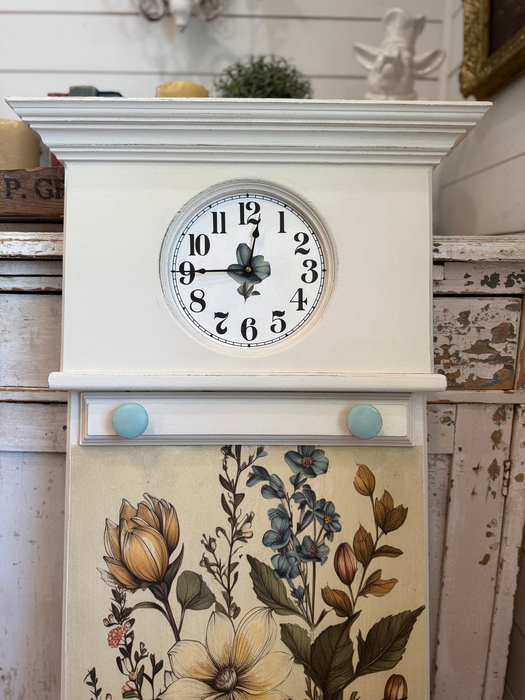 Floral Shaker Style Clock 42.5” tall
