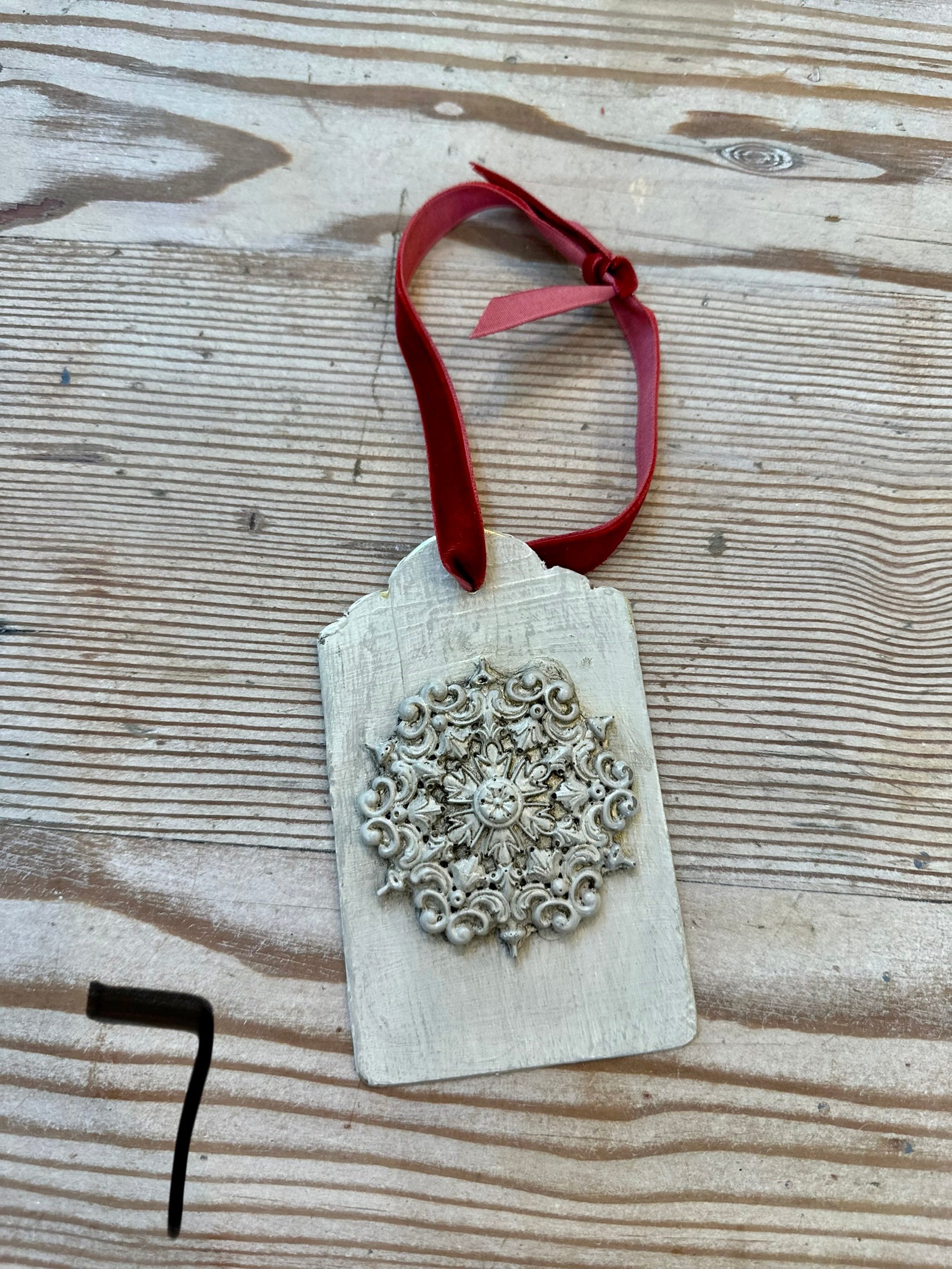 Handpainted Brass Appliqué Christmas Tag Ornaments