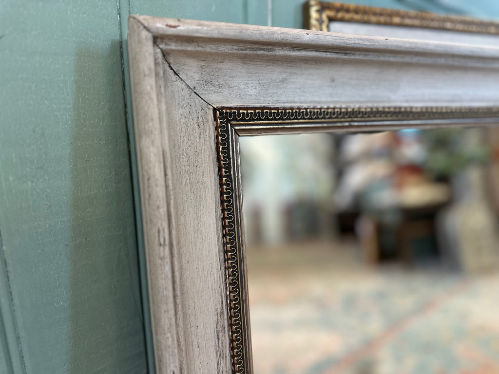 White & gold Mirror hand painted & aged