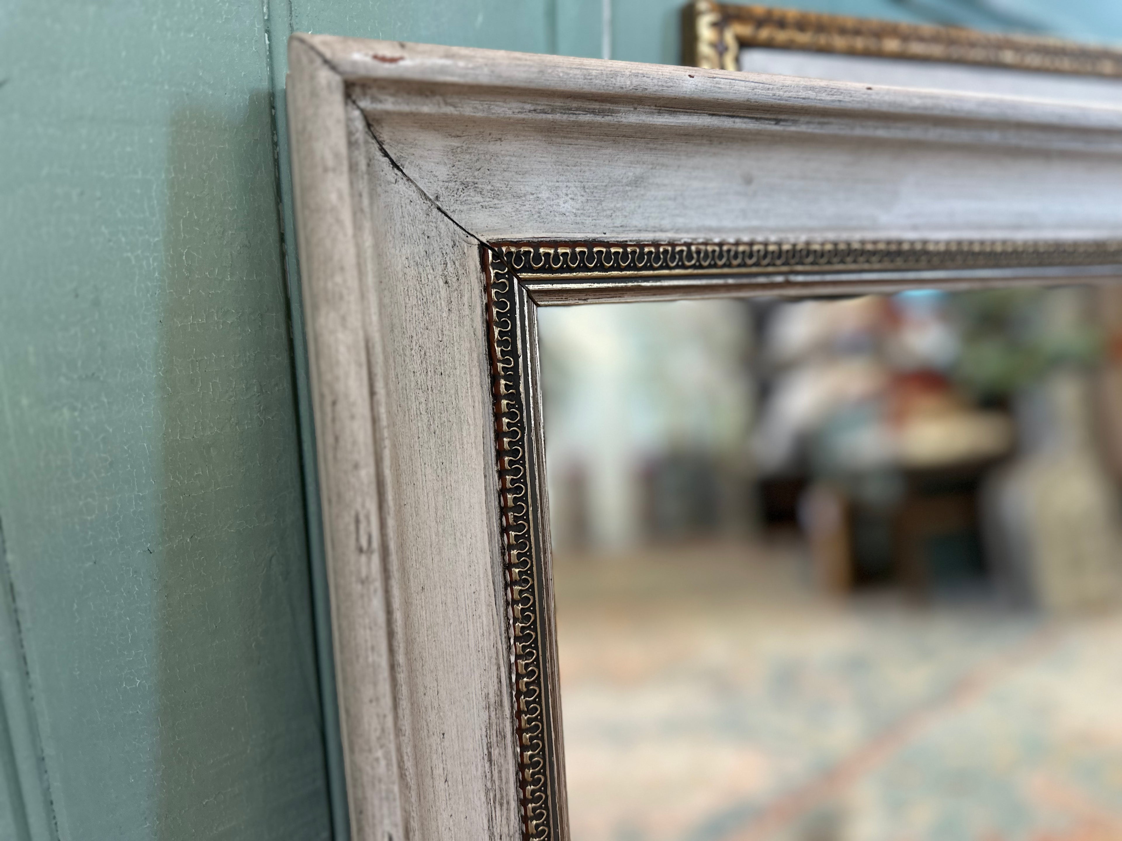 White & gold Mirror hand painted & aged