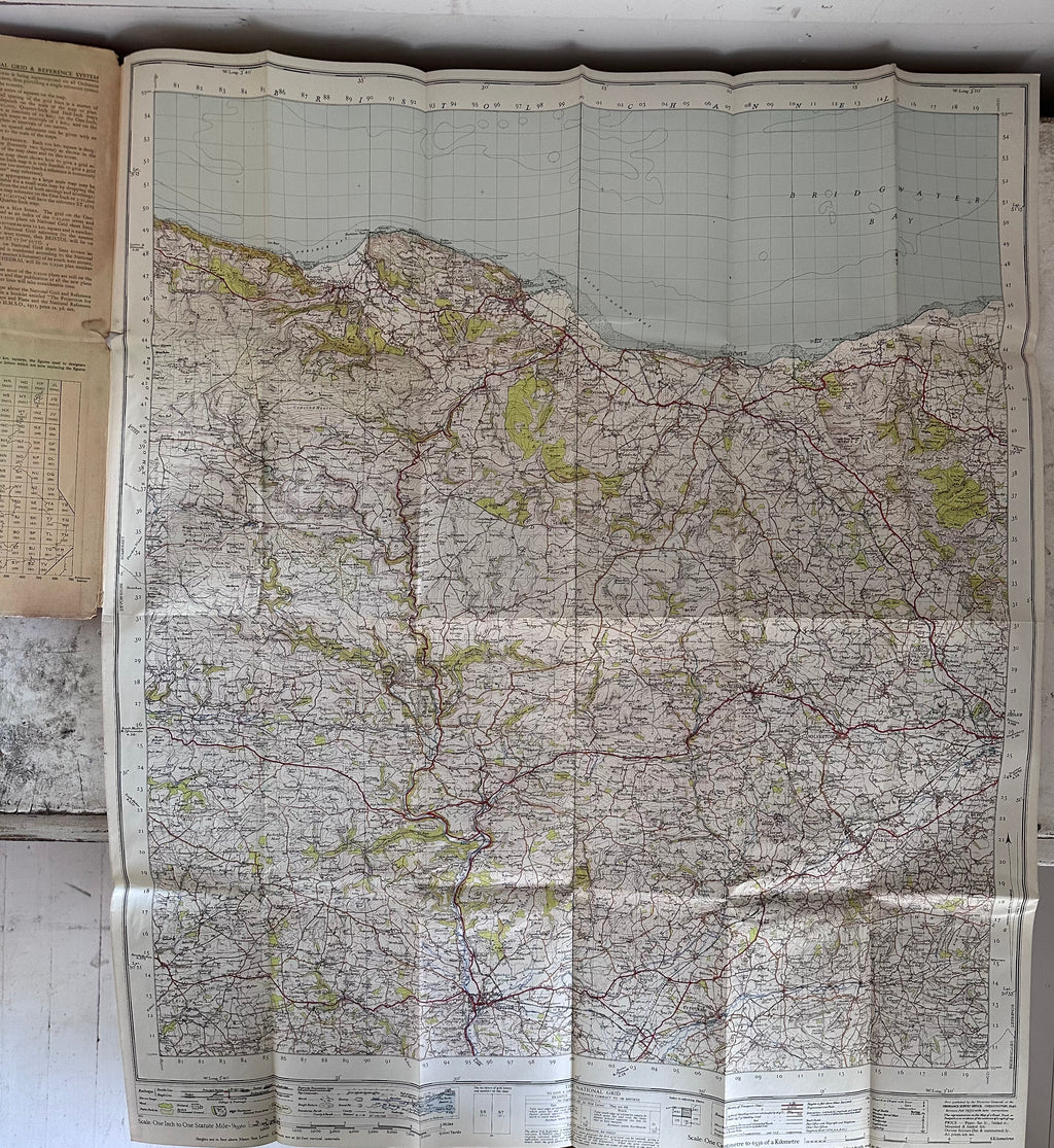 Large Red Ordinance Survey printed on paper Minehead