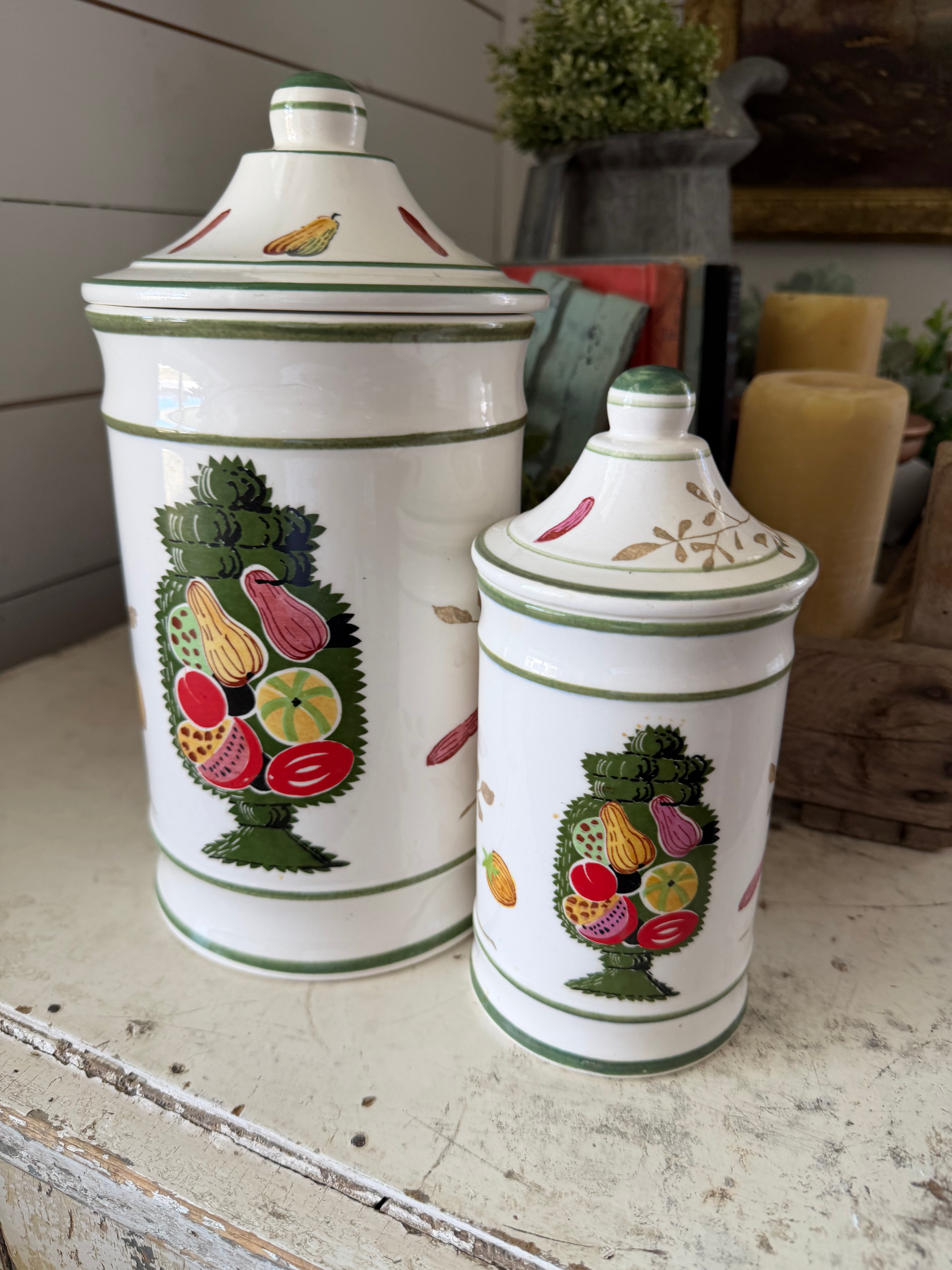 Vintage Italian ceramic canister set - has chips as found - pictured