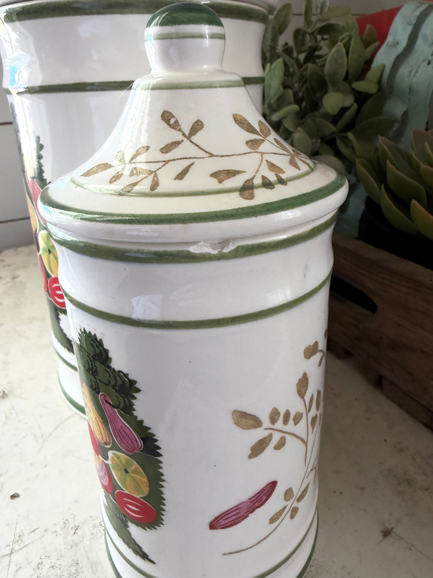 Vintage Italian ceramic canister set - has chips as found - pictured