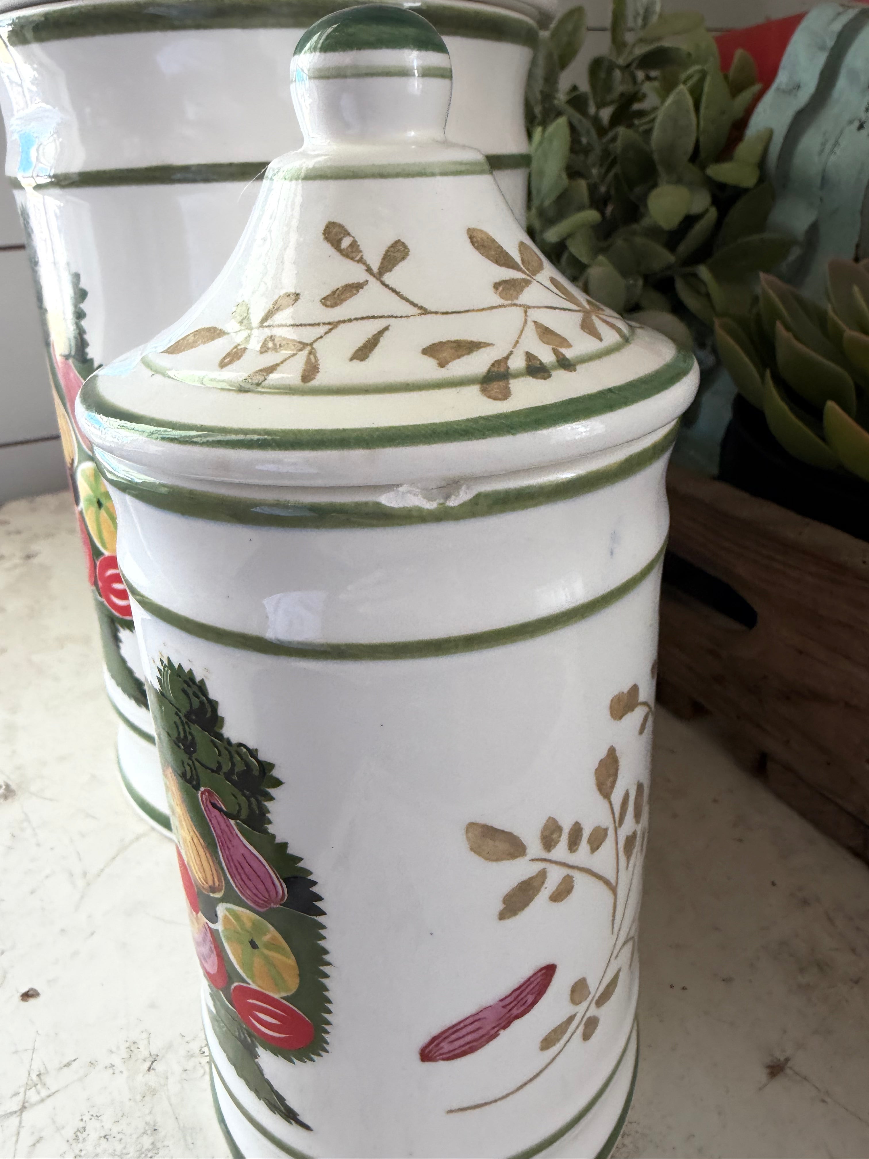 Vintage Italian ceramic canister set - has chips as found - pictured