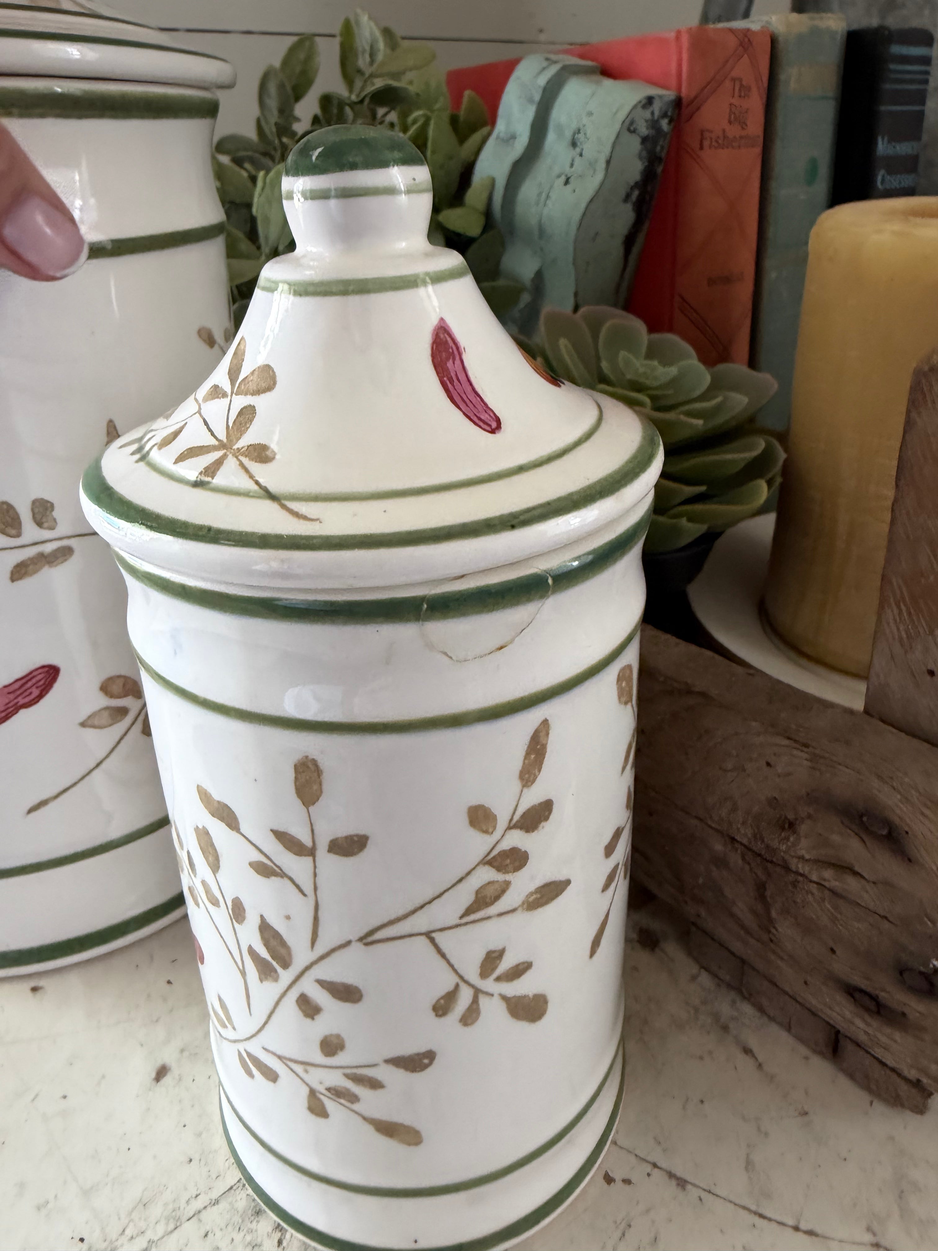 Vintage Italian ceramic canister set - has chips as found - pictured