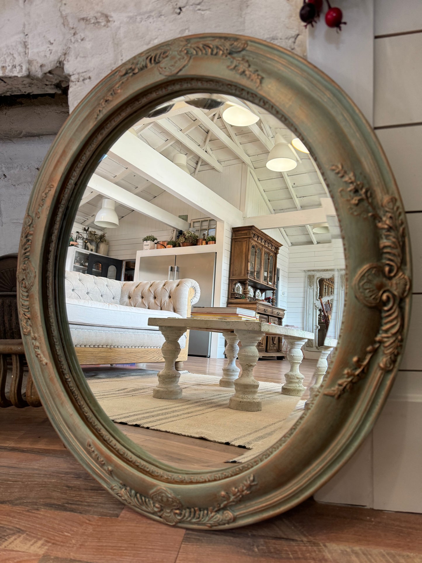 Oval Ornate Beveled Mirror 25.5x29.5