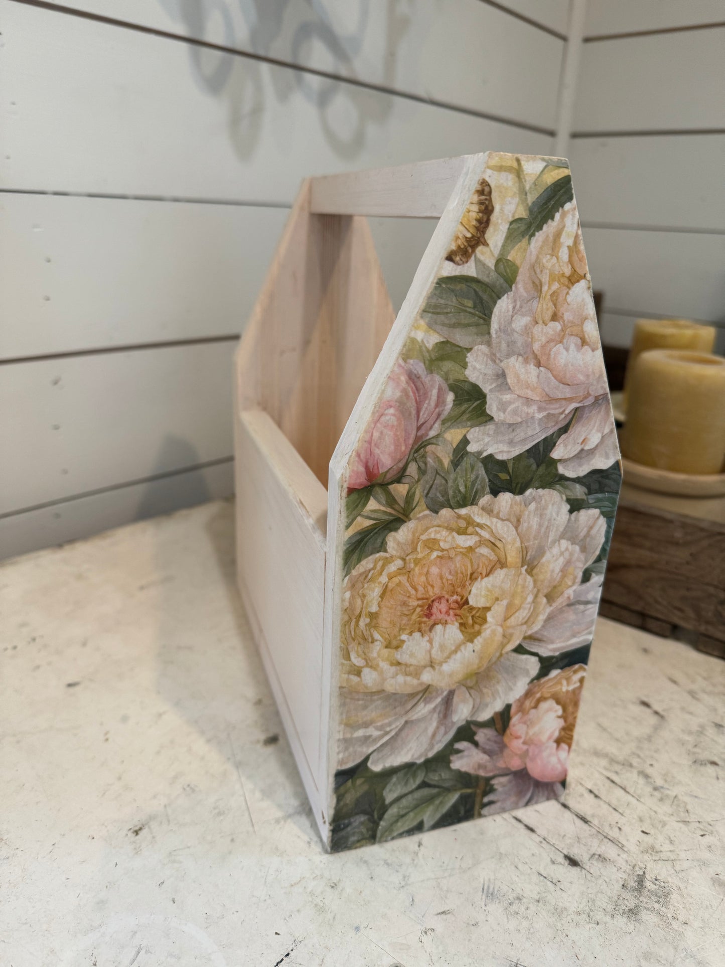 Hand Painted Wood Tote - Sold Individually