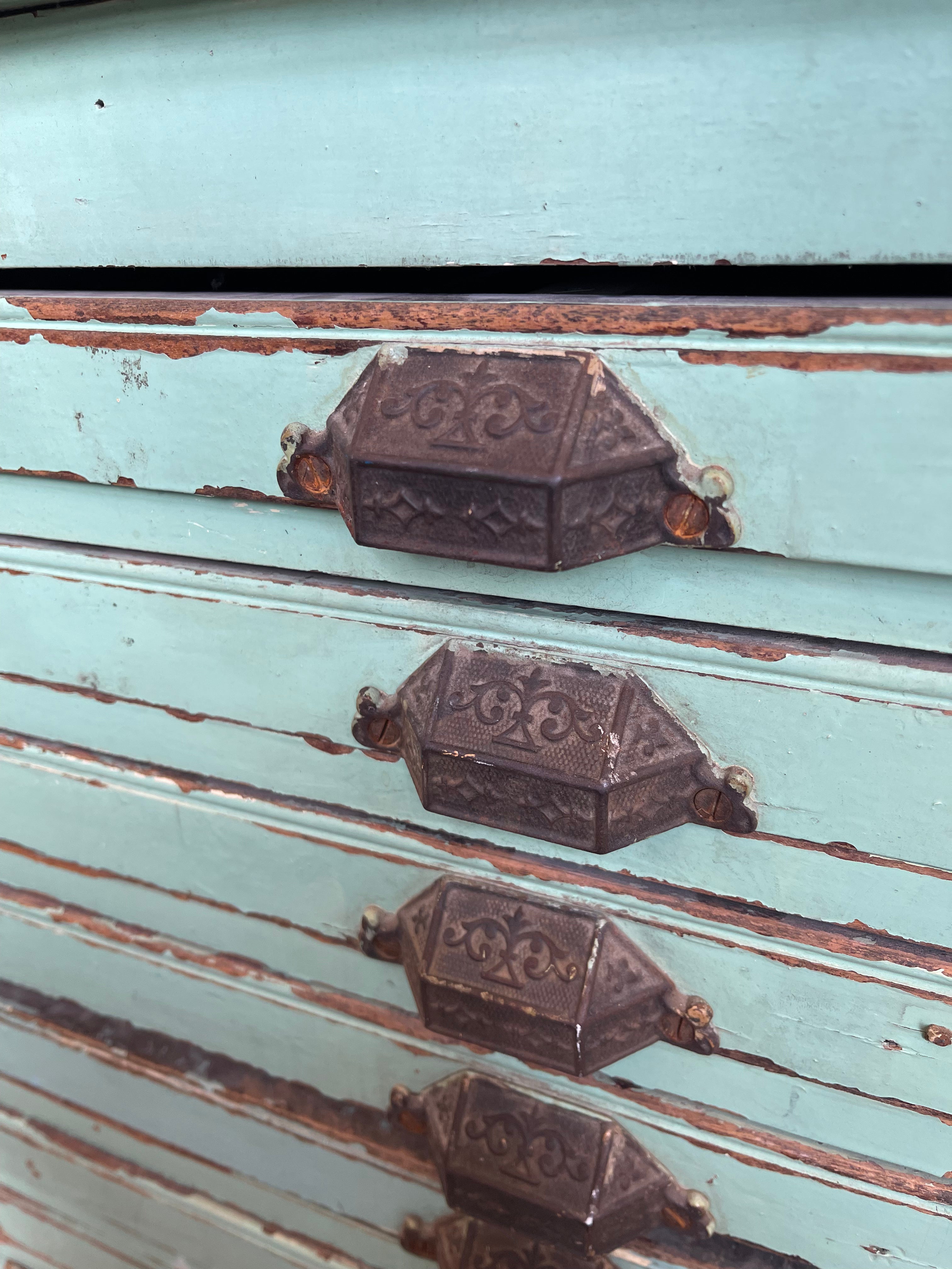 Antique Printer Tray Cabinet