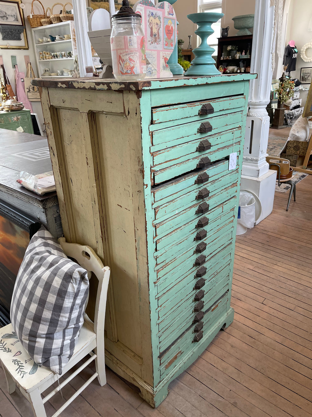 Antique Printer Tray Cabinet