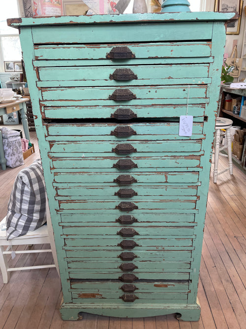 Antique Printer Tray Cabinet