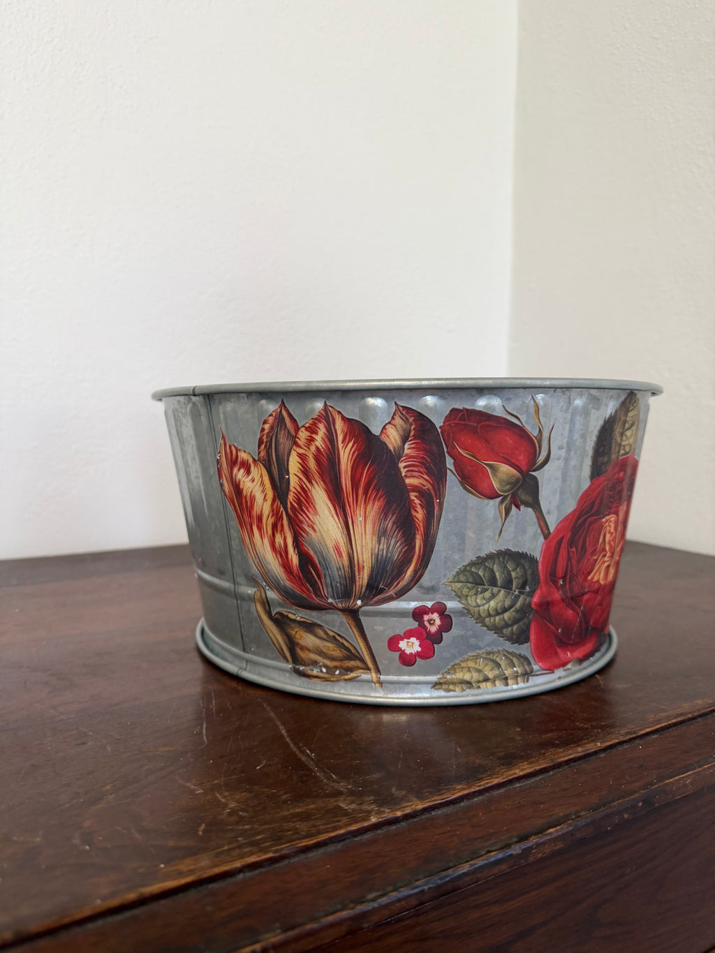 Floral Galvanized Planter