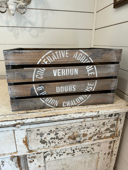 French Stenciled Wood Crate
