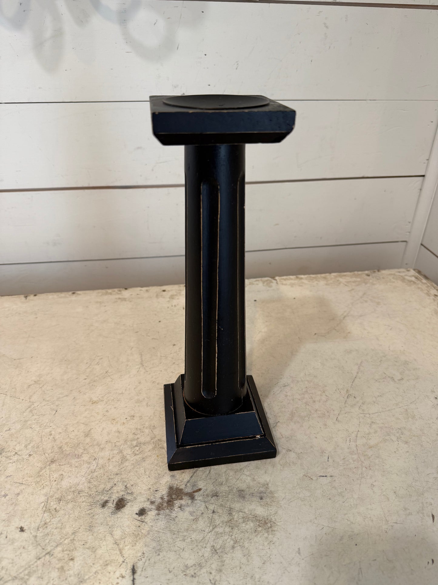 Black wood candlestick Square top