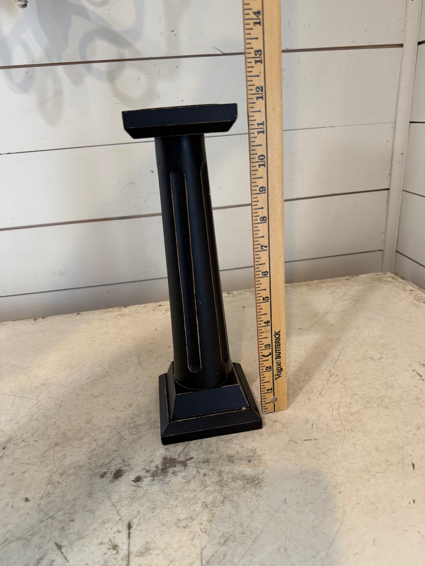 Black wood candlestick Square top