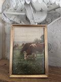 Vintage 7” Brass Frame with pastoral cow art