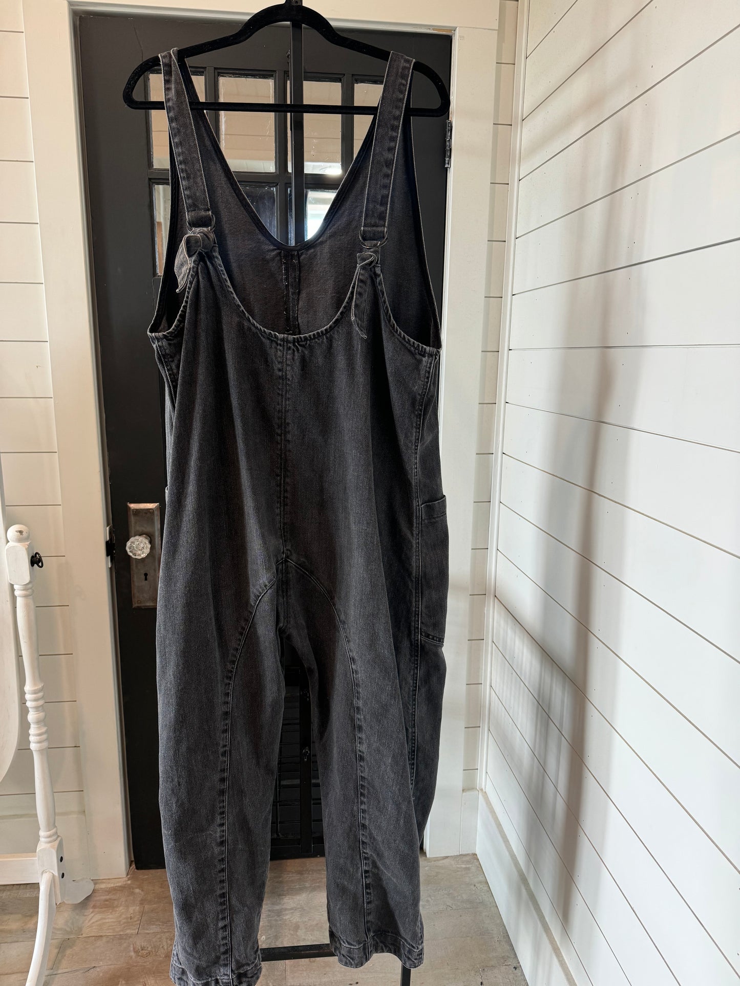 Free People Overall Size Large - Oversized Black Denim Wash