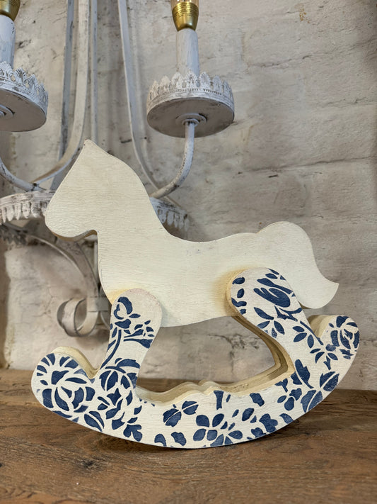 Handpainted and Stenciled Wood Rocking Horse