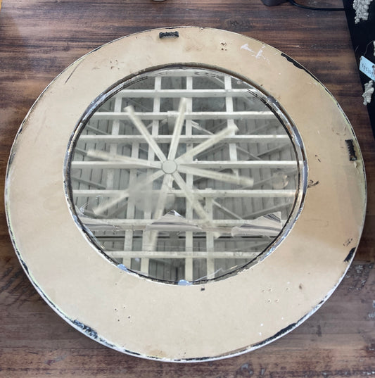 Black Round Wood Frame with Sheep