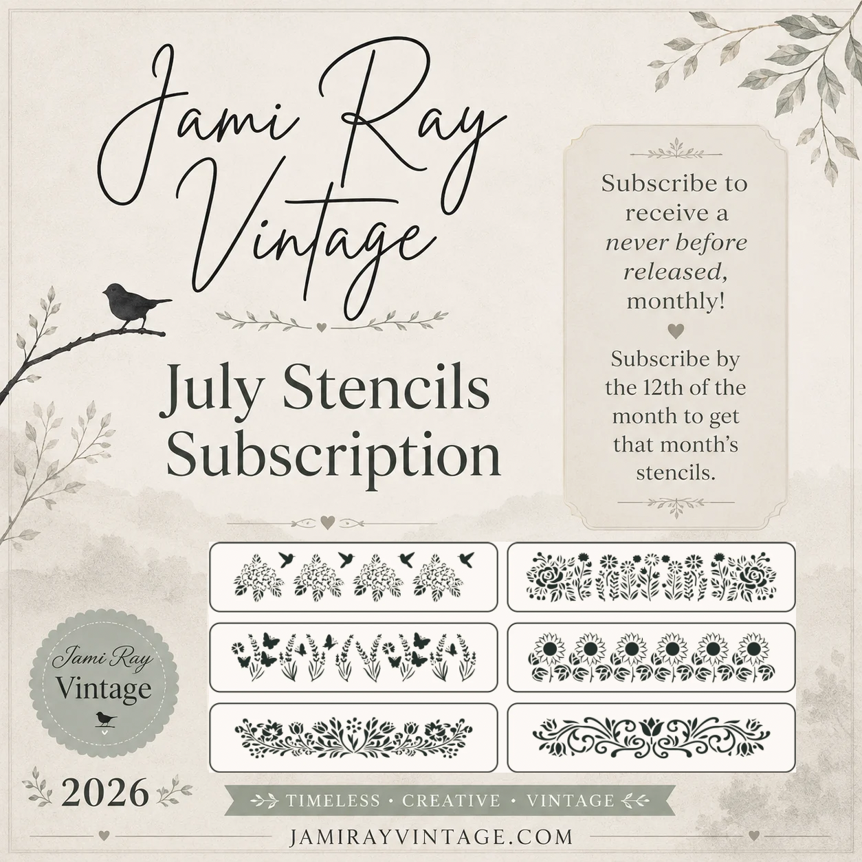 JRV Stencil Subscription | Sign Up by 07/12/26 To Get July 2026 Stencils