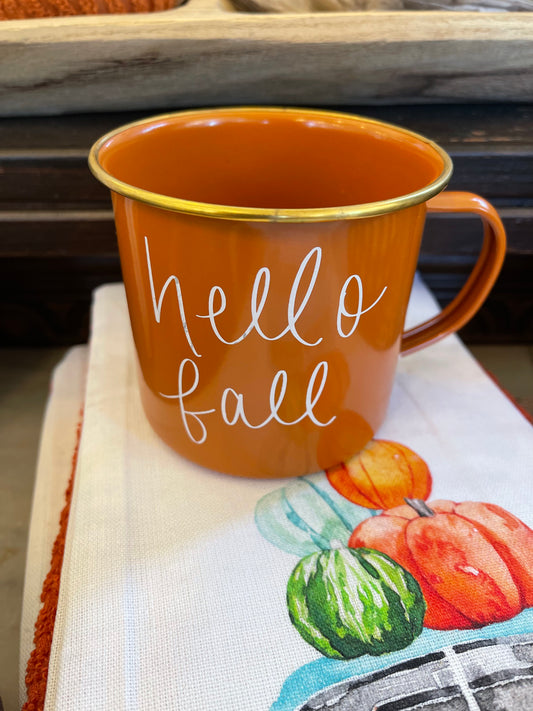Enamel Hello Fall Mug
