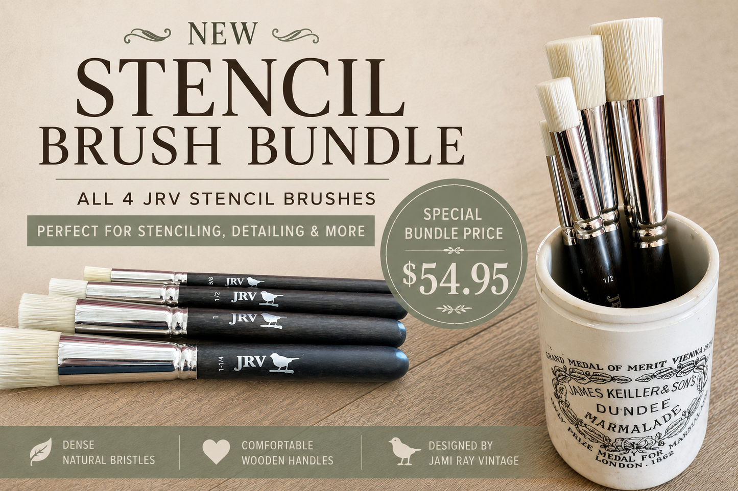 JRV Stencil Brush Bundle | Set of 4