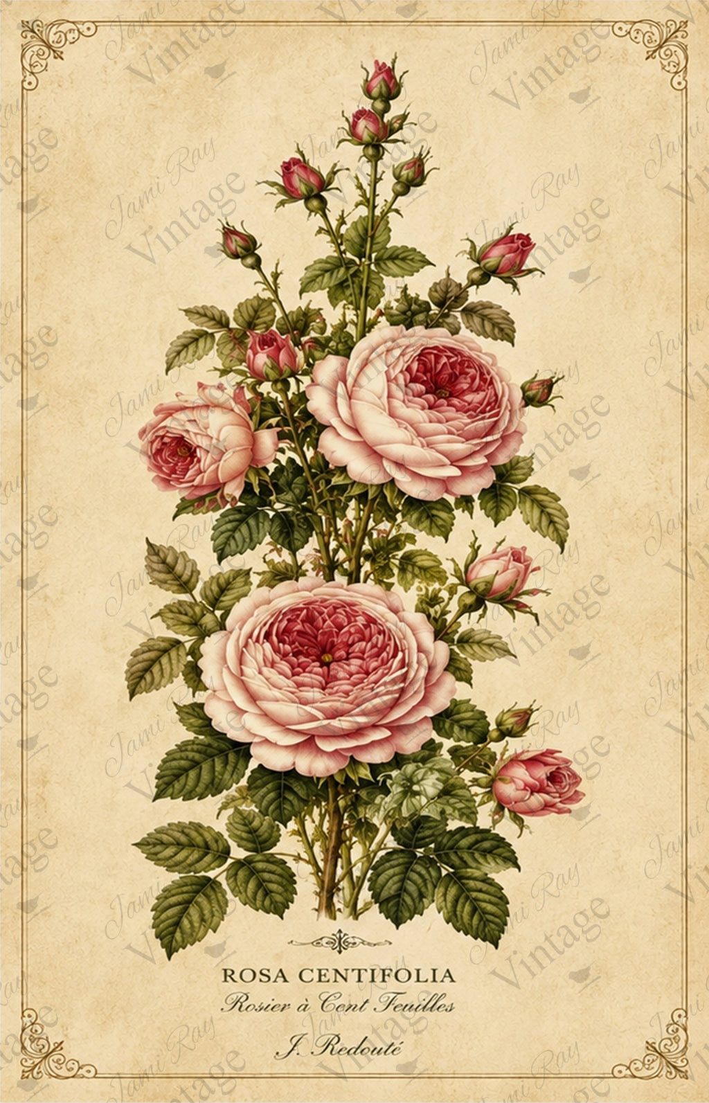 Botanical Pink Roses | JRV Medium Rice Paper