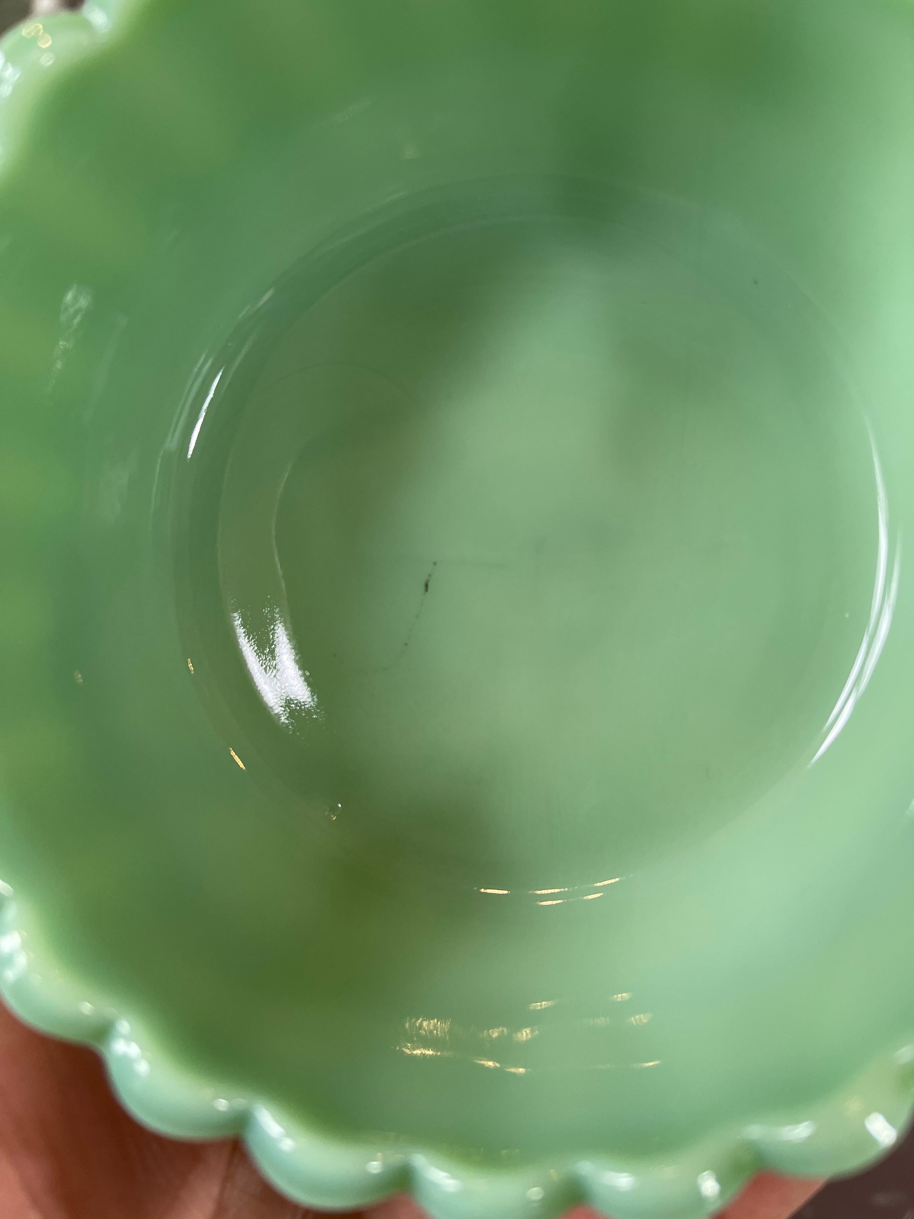 Jadeite Glass Salt Cellar With Lid