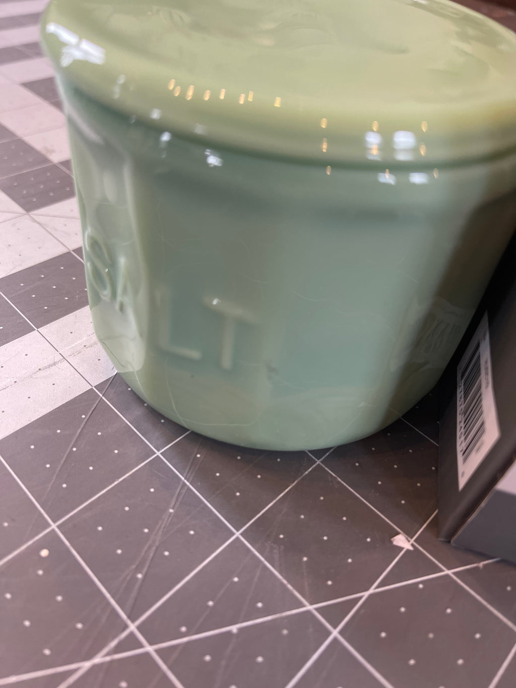 Jadeite Glass Salt Cellar With Lid