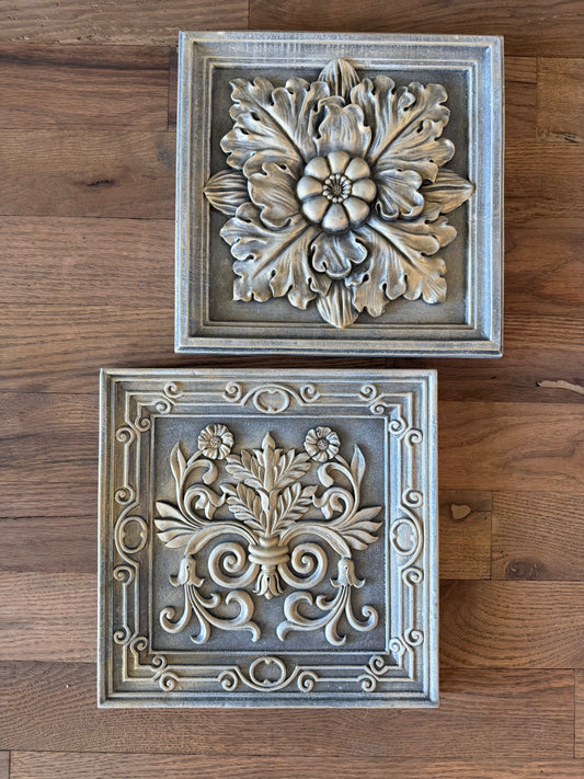 Resin fiberglass Ceiling Tile Style Wall Plaque - hand Painted - Sold Individually