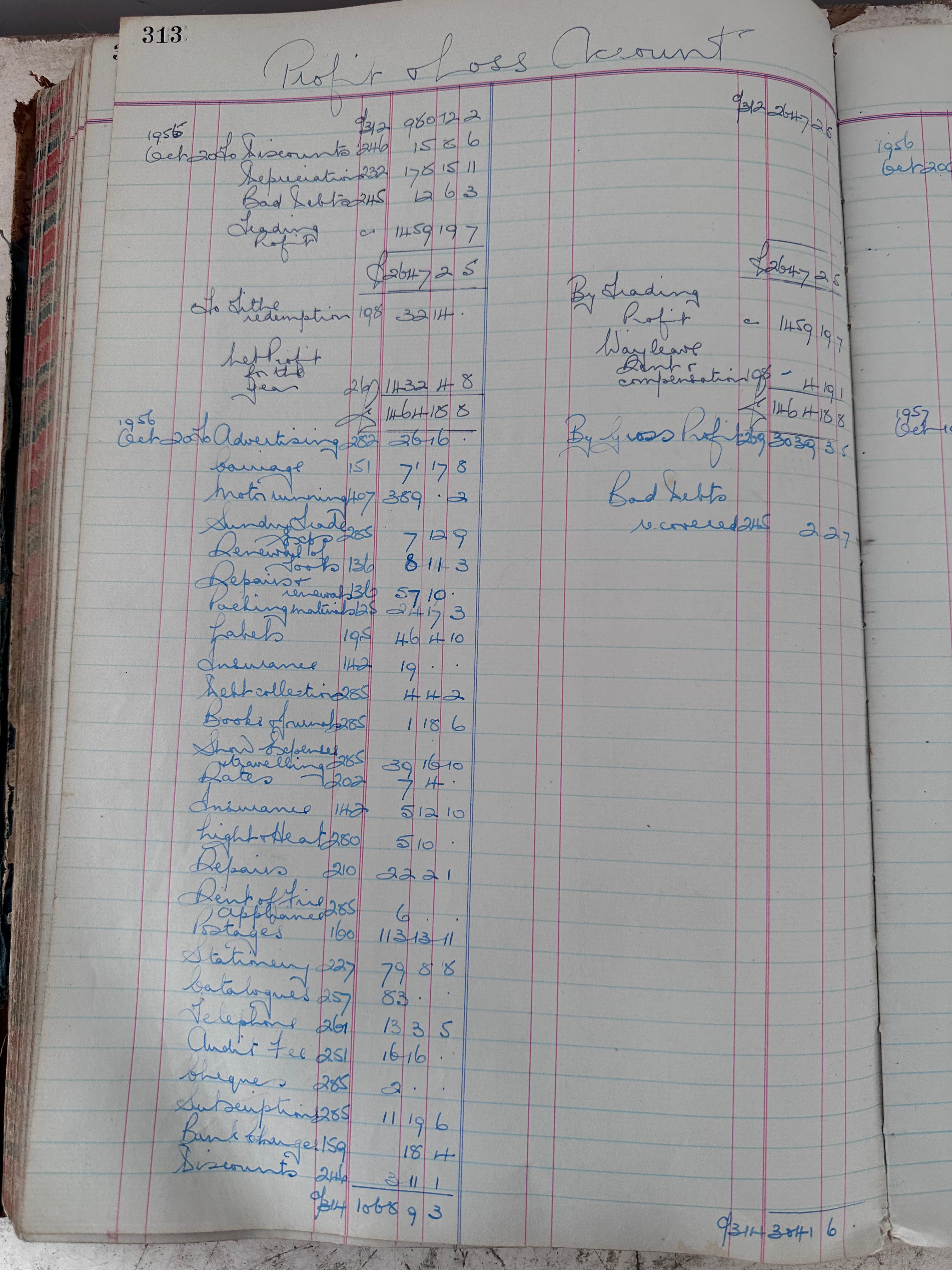 Ledger Pages from 1940-1975 (5 pages per bundle)