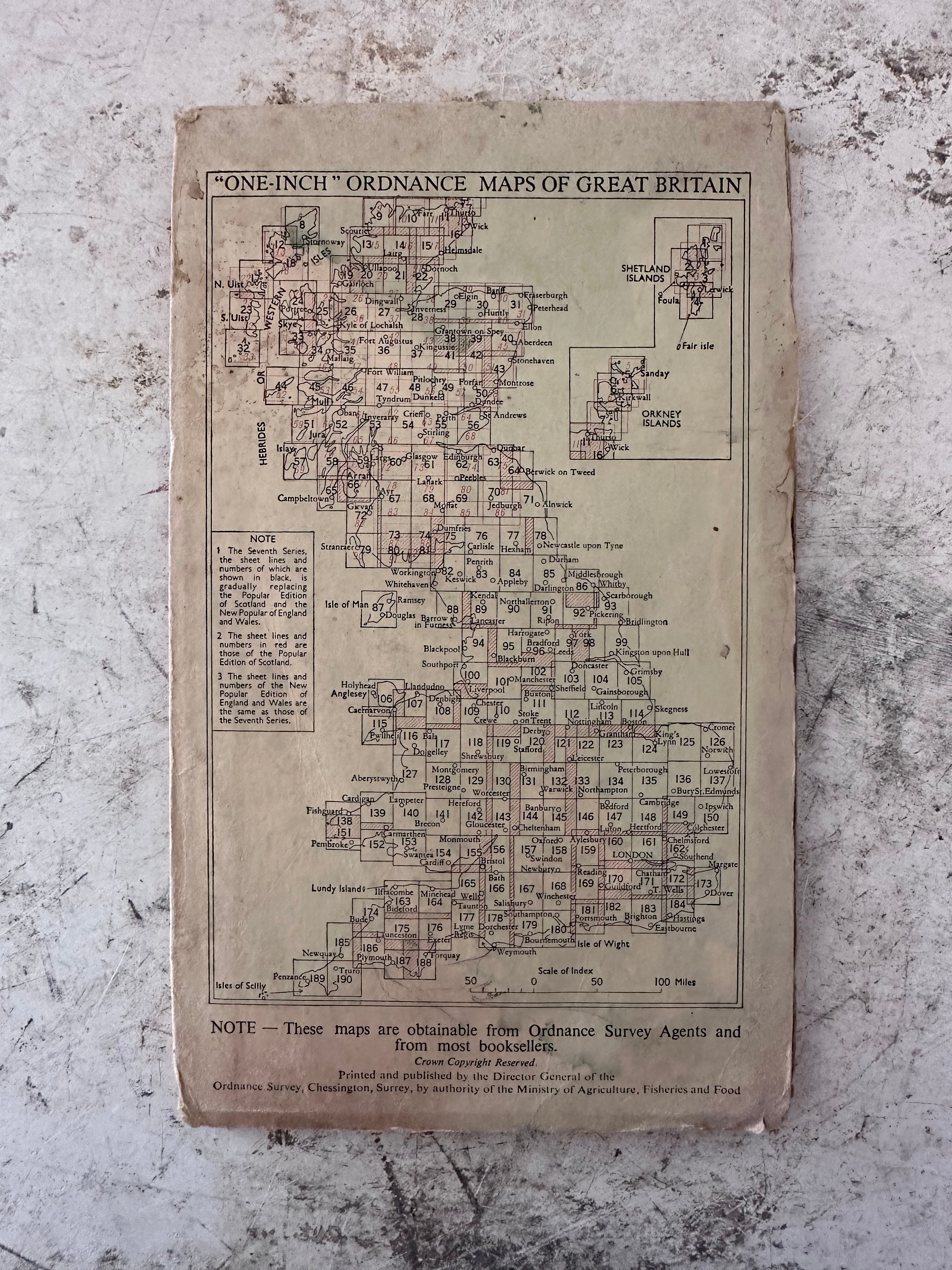 Large Red Ordinance Survey printed on paper Minehead