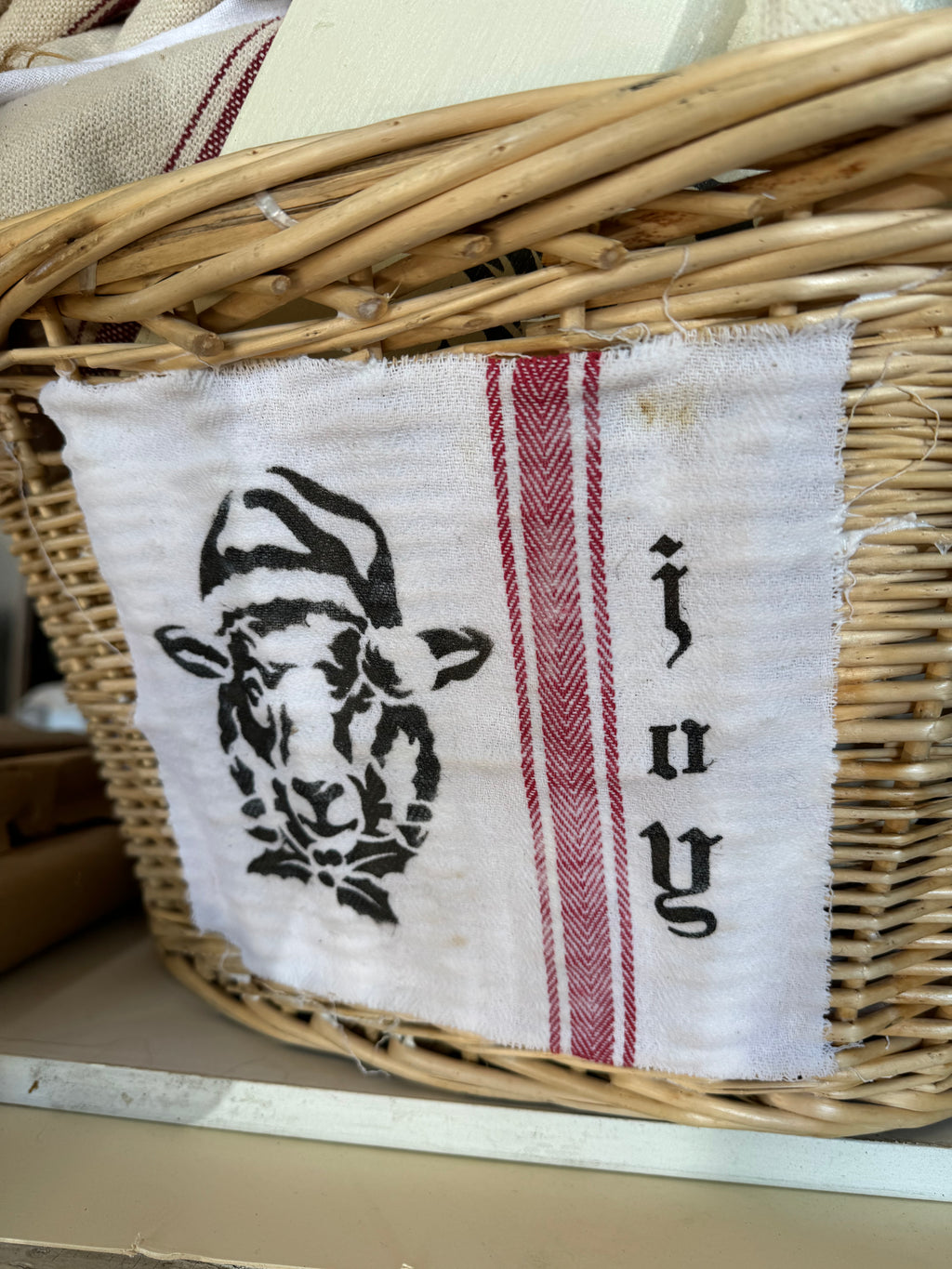 French Style Laundry Basket with Christmas Label