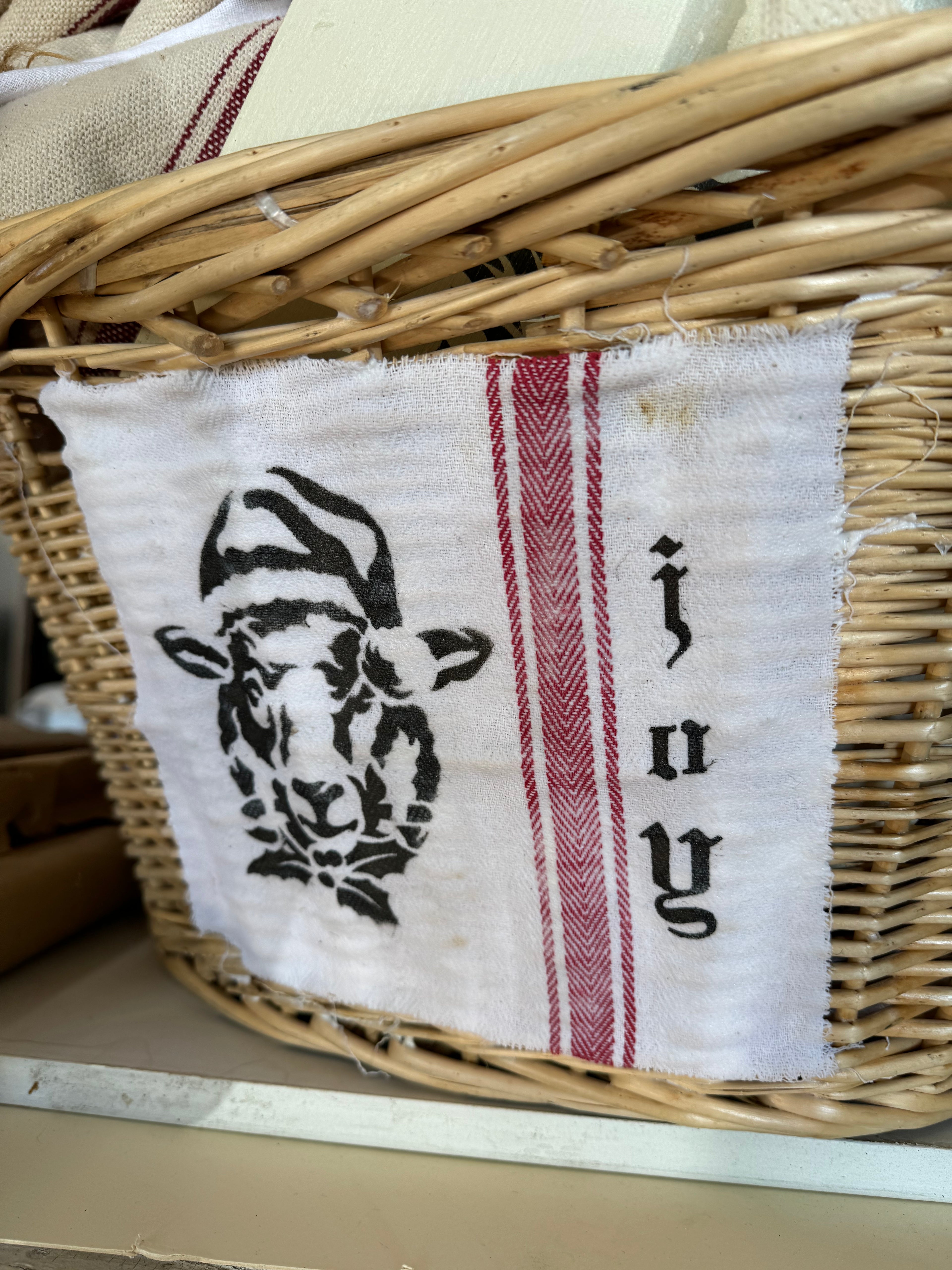 French Style Laundry Basket with Christmas Label