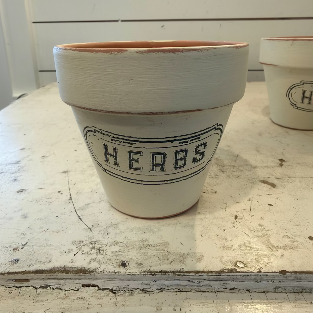 Painted and Stamped Terracotta pots - sold individually - CHOSEN AT RANDOM