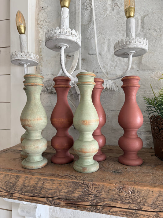 Painted Turned Wood Finials 9”