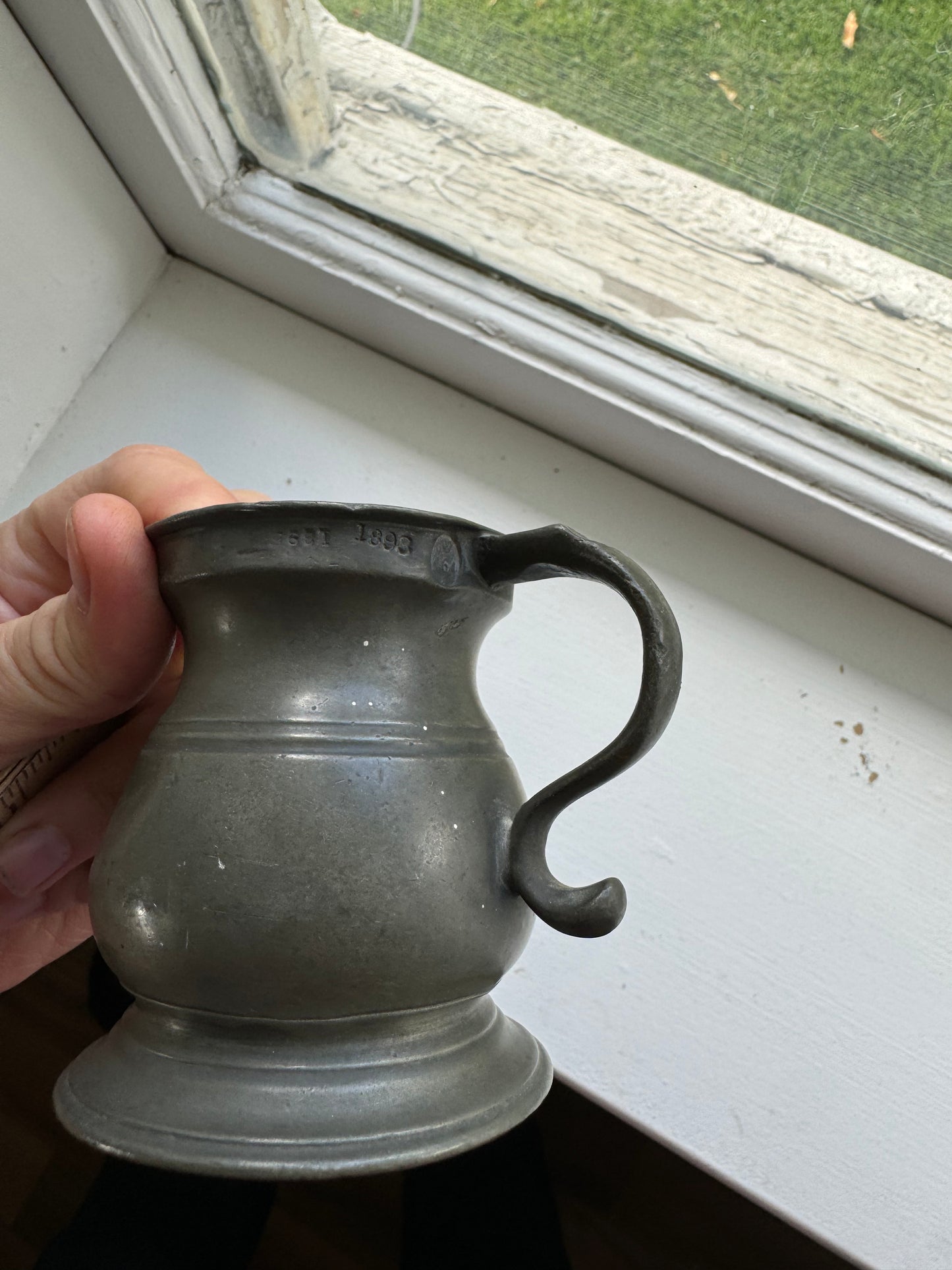 Vintage Small Pewter Mug Engraved GILL