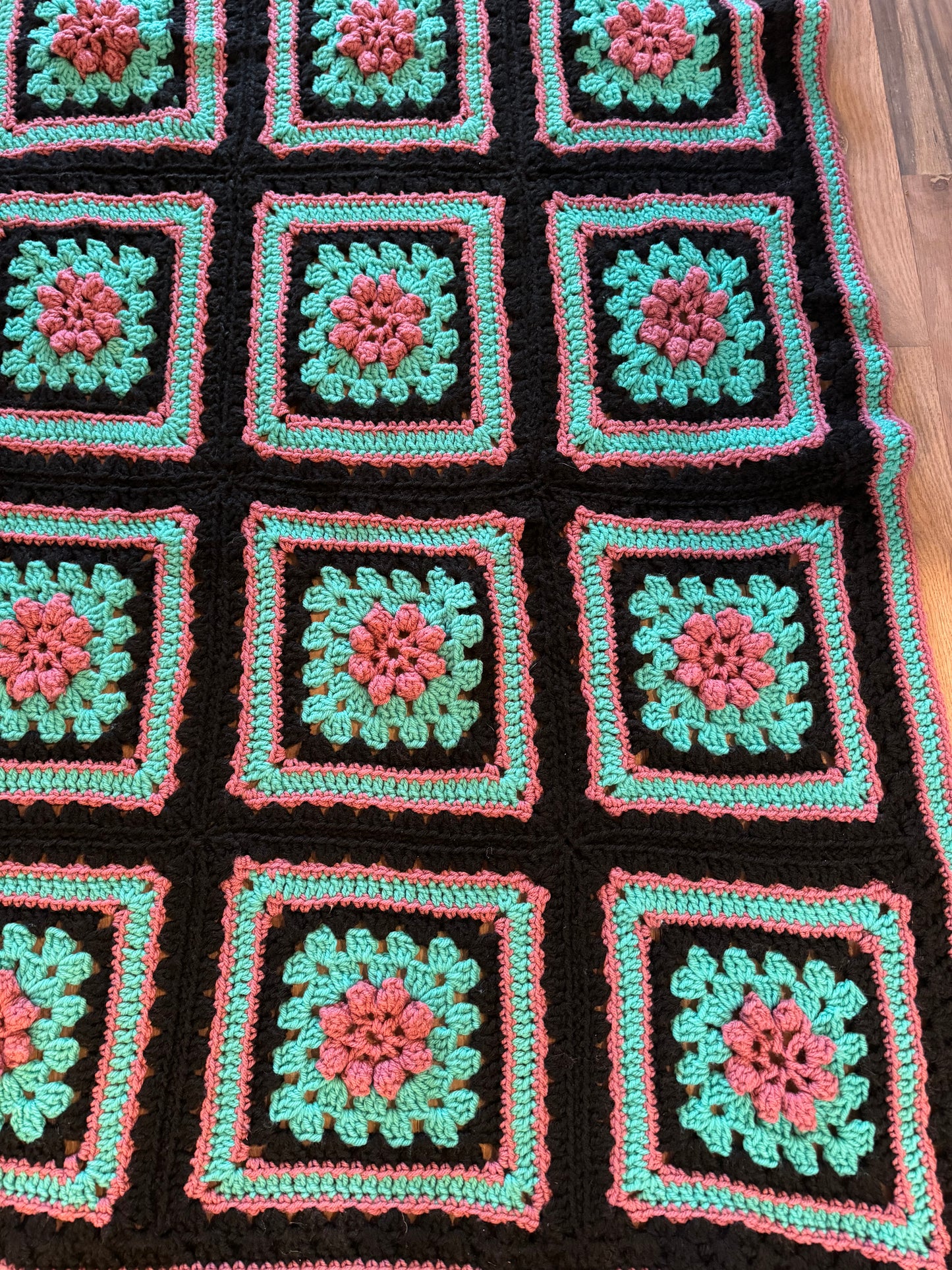 Black & Turqouise Granny Square Afghan