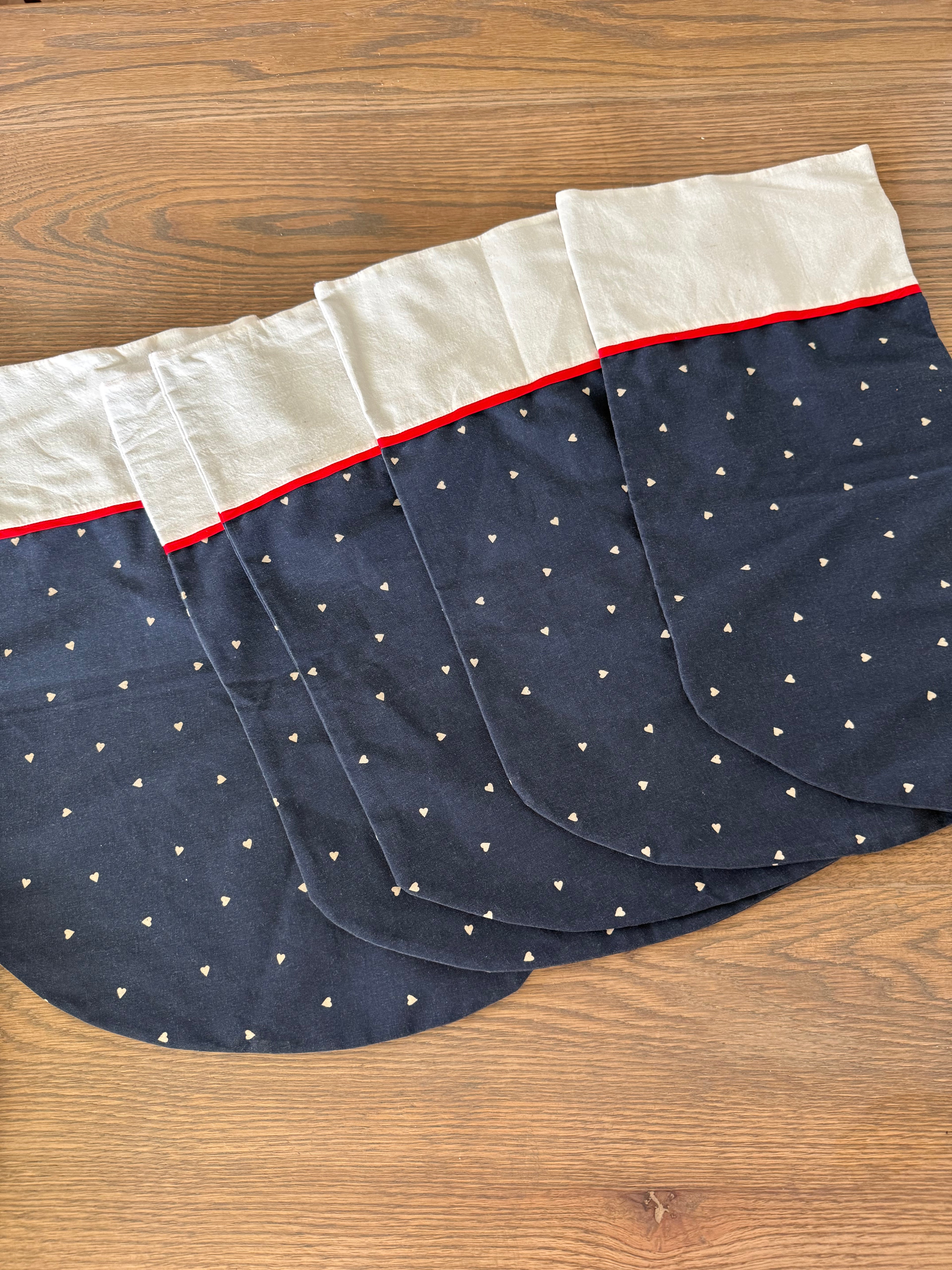Handmade Stocking Navy with Hearts and Taupe - sold individually