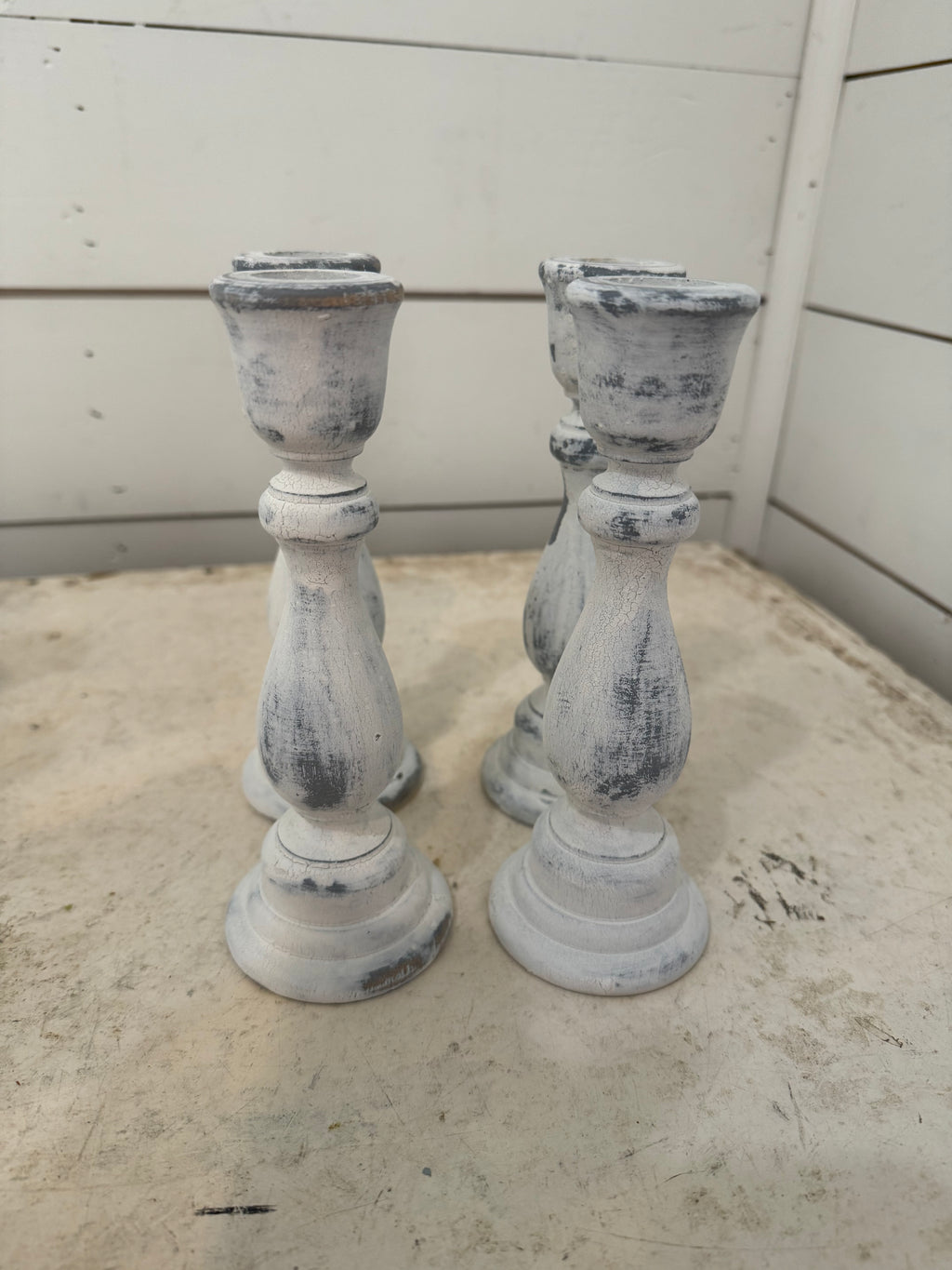 Chippy Wood Candlesticks - Sold Individually - Handpainted
