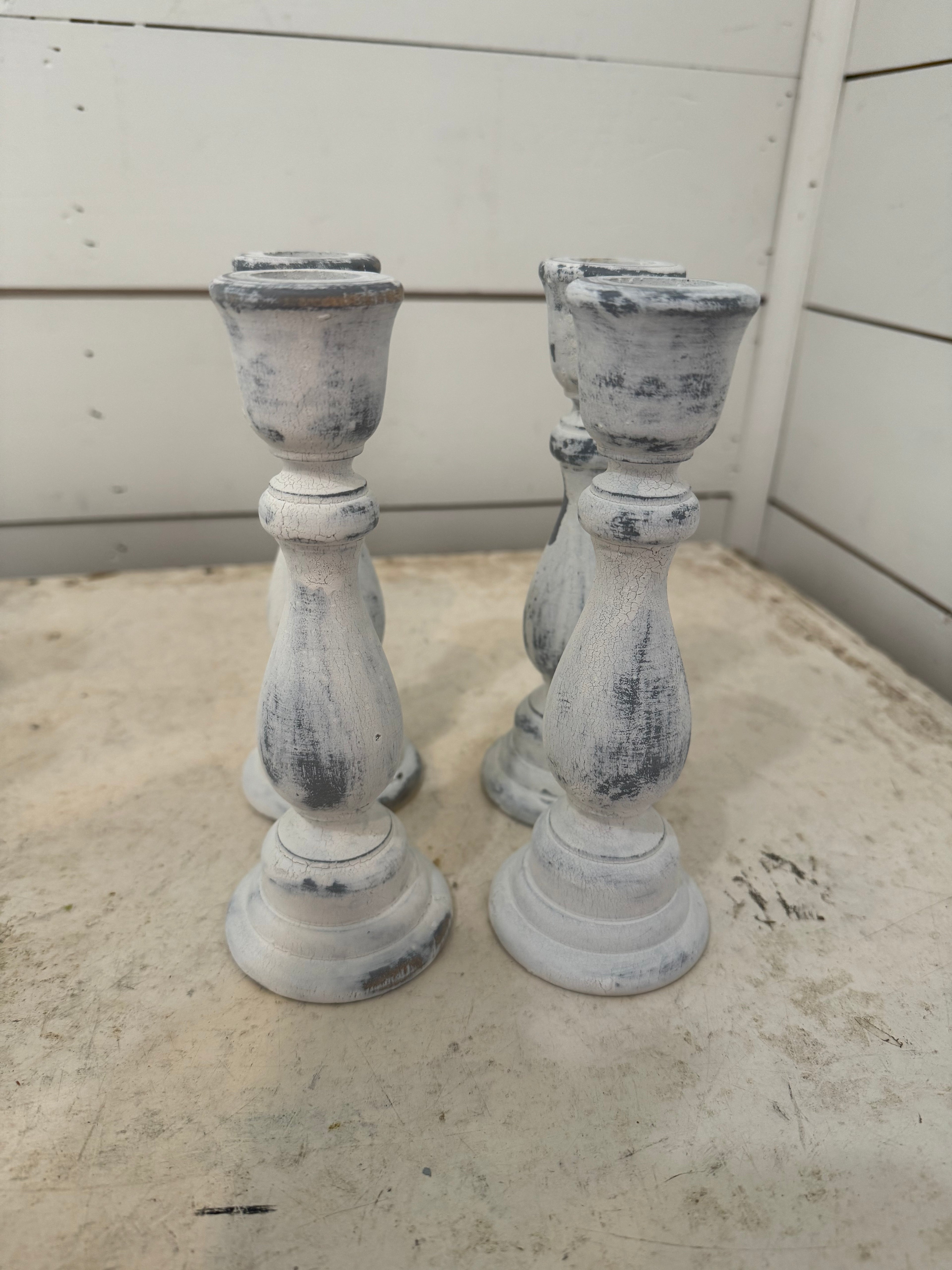 Chippy Wood Candlesticks - Sold Individually - Handpainted