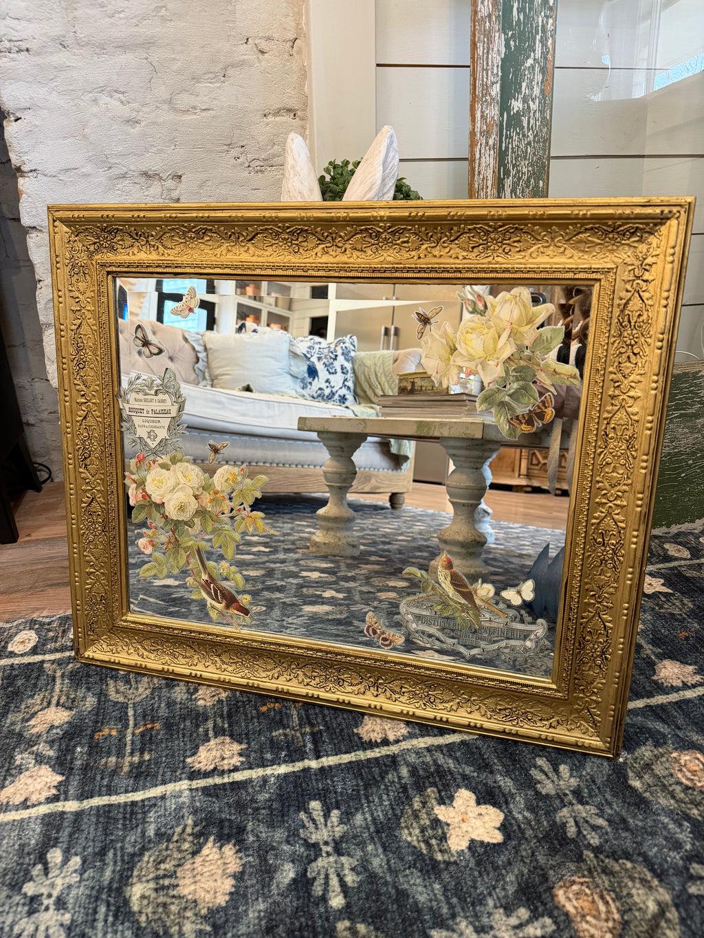 Gold with Flowers Mirror will get makeover 25.25x21.25”